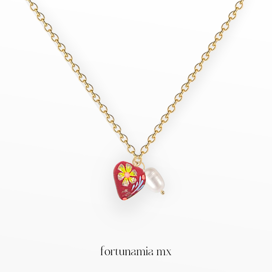 Collar Corazón Artesano Rosa Amarillo