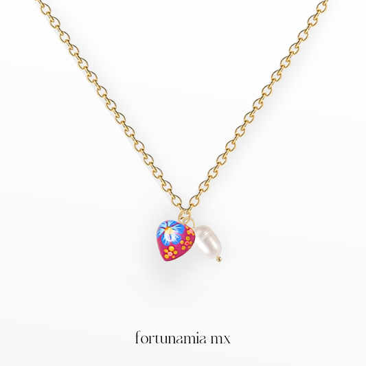 Collar Corazón Artesano Rosa Azul