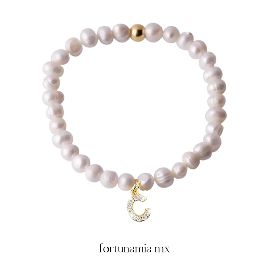 Pearl Initial Name Bracelet