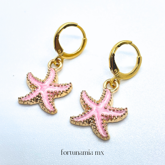Pink Star Beach Earrings