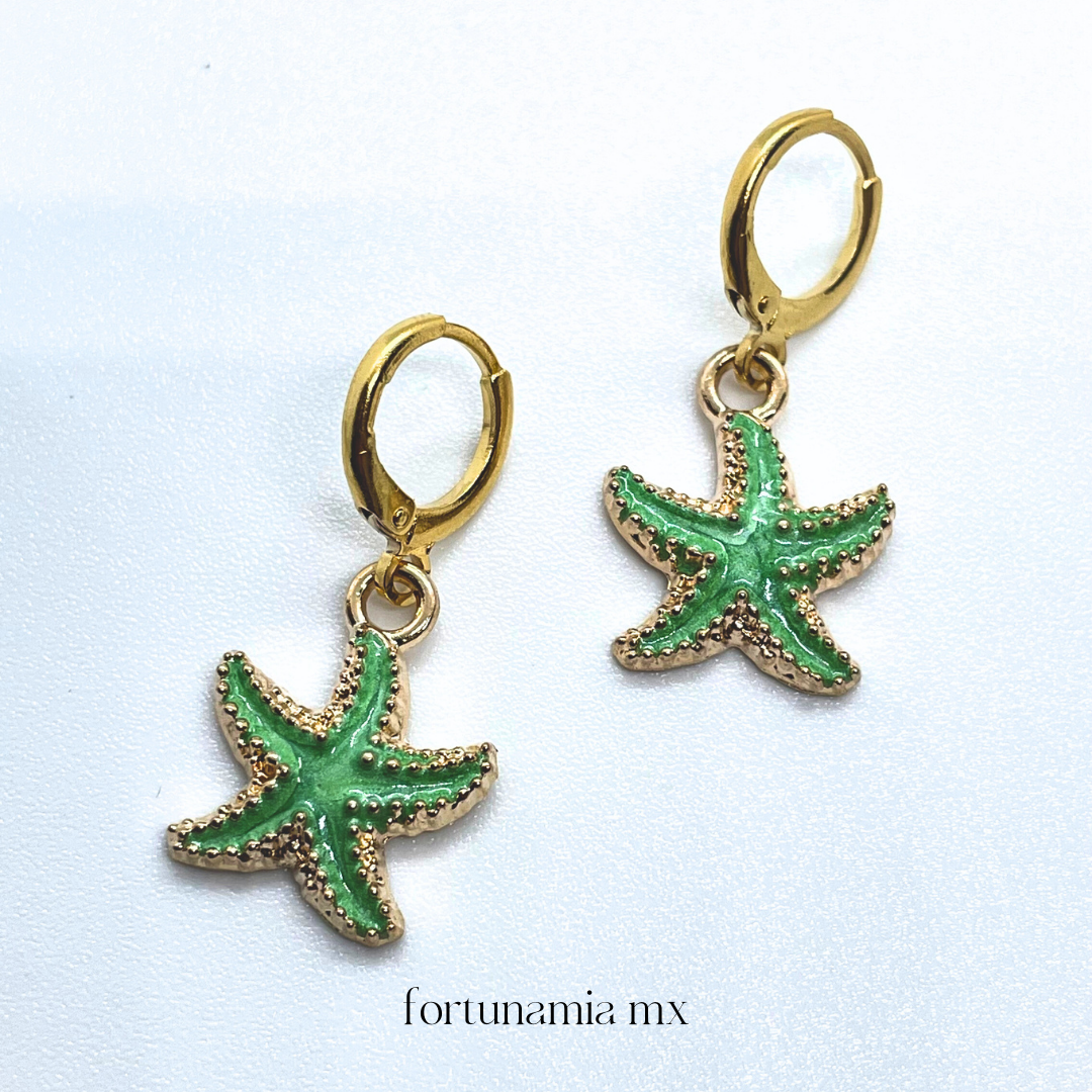 Green Star Beach Earrings