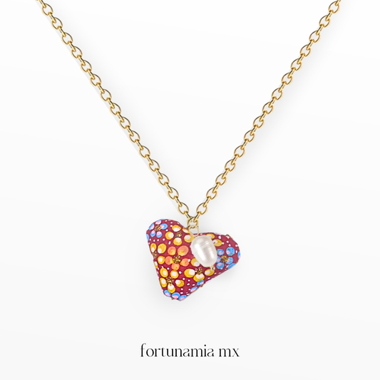 Collar Corazón Artesano Grande Rosa Multicolor
