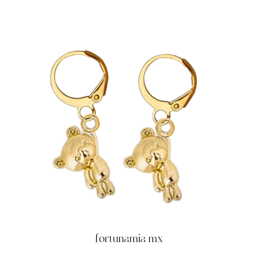 Golden Teddy Drop Earrings