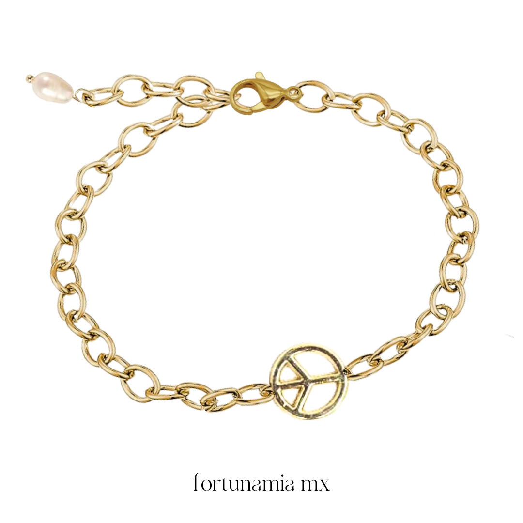 Peace and Love Pearl Bracelet